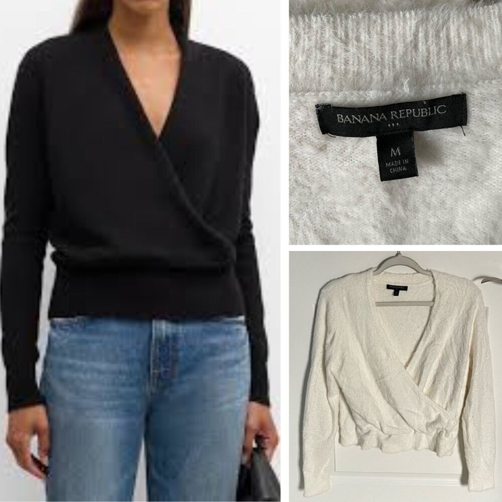 Banana Republic Faux Wrap Fuzzy Soft Sweater Size Medium 47948